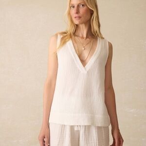 NWT Faherty Dune Cotton Gauze Sleeveless Popover in White- XXS